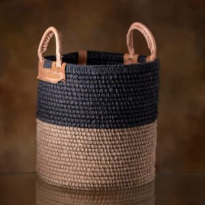 Natural Black Basket in Jute